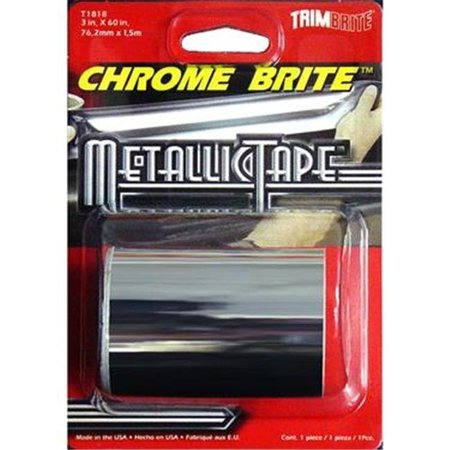 TRIMBRITE TRIMBRITE T1818 Multi Purpose Tape; Silver Chrome; 3 In. X 5 Ft. T18-T1818